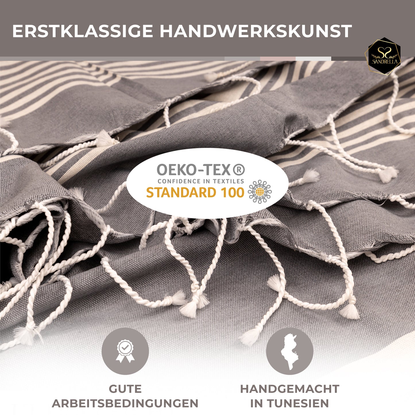 Sandrella Hamamtuch Sauna Damen & Herren groß 170x270 Baumwolle Strandtuch Decke Pestemal