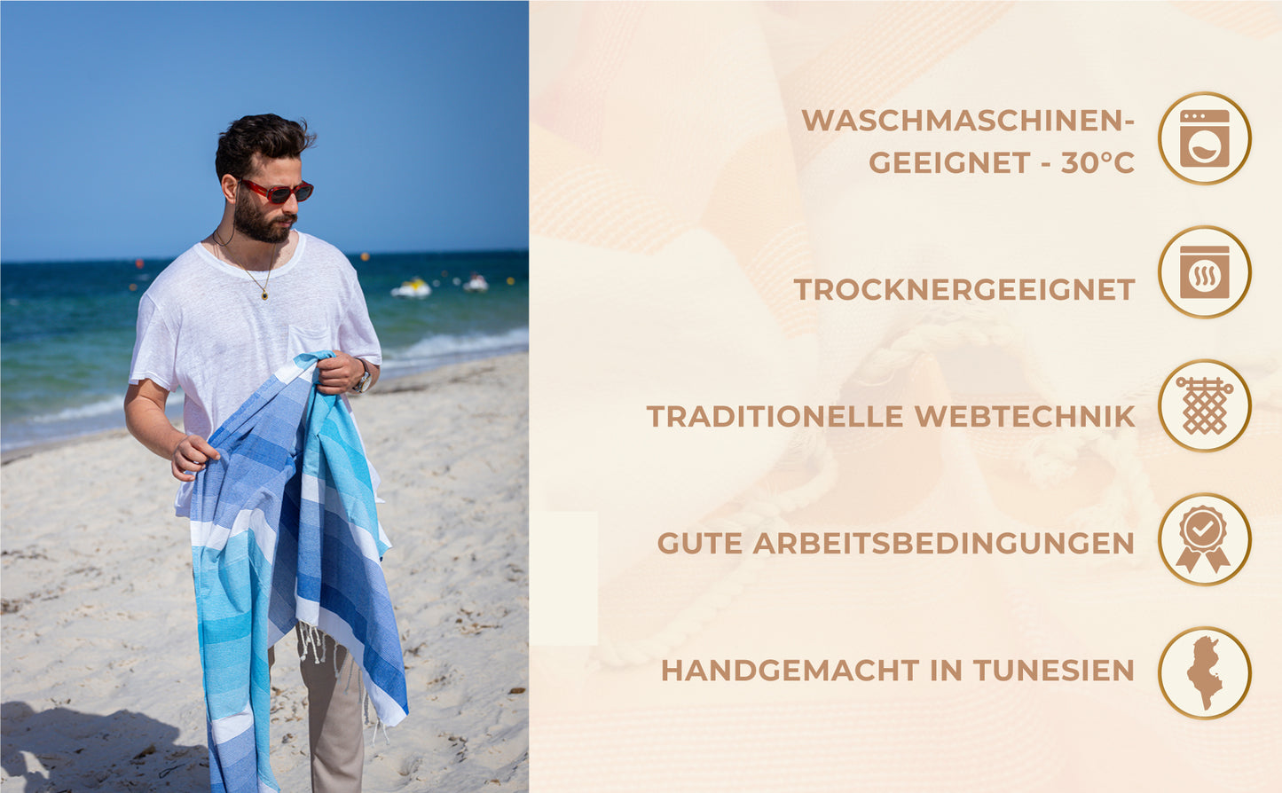 Sandrella Hamamtuch Sauna Damen & Herren groß 170x270 Baumwolle Strandtuch Decke Pestemal