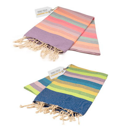 Doppelpack Hamamtuch 100 x 200 cm I dunkelblau gestreift / lila gestreift