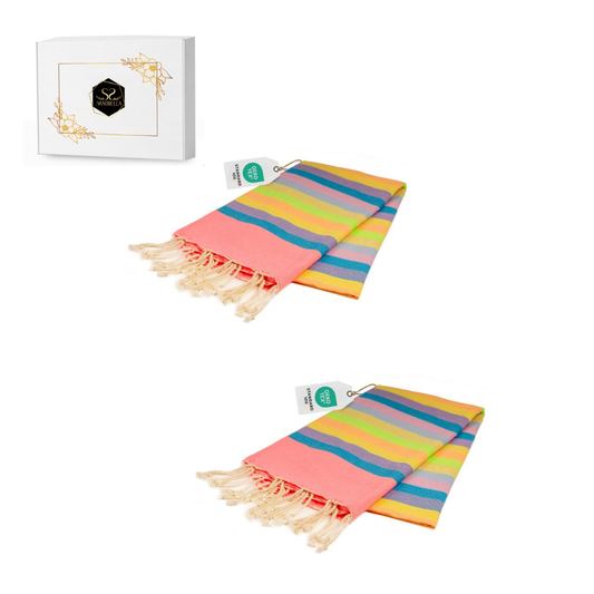 Doppelpack Hamamtuch 100 x 200 cm I pink gestreift