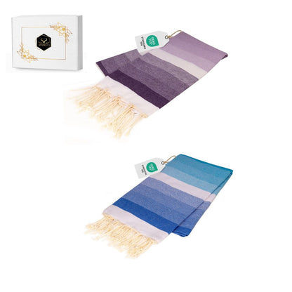 Doppelpack Hamamtuch 100 x 200 cm I lila Verlauf / blau Verlauf