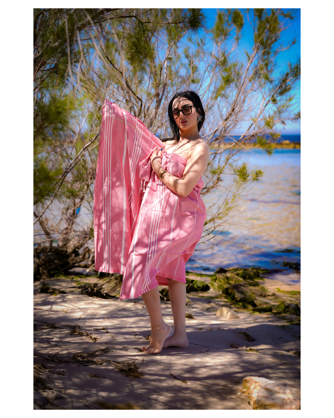 Atempause Hamamtuch 100 x 200 cm I lachs-rosa