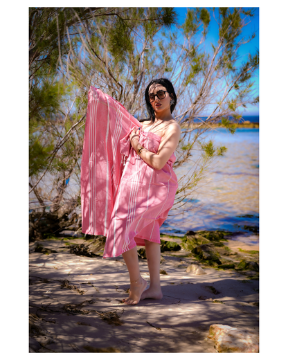 Atempause Hamamtuch 100 x 200 cm I lachs-rosa