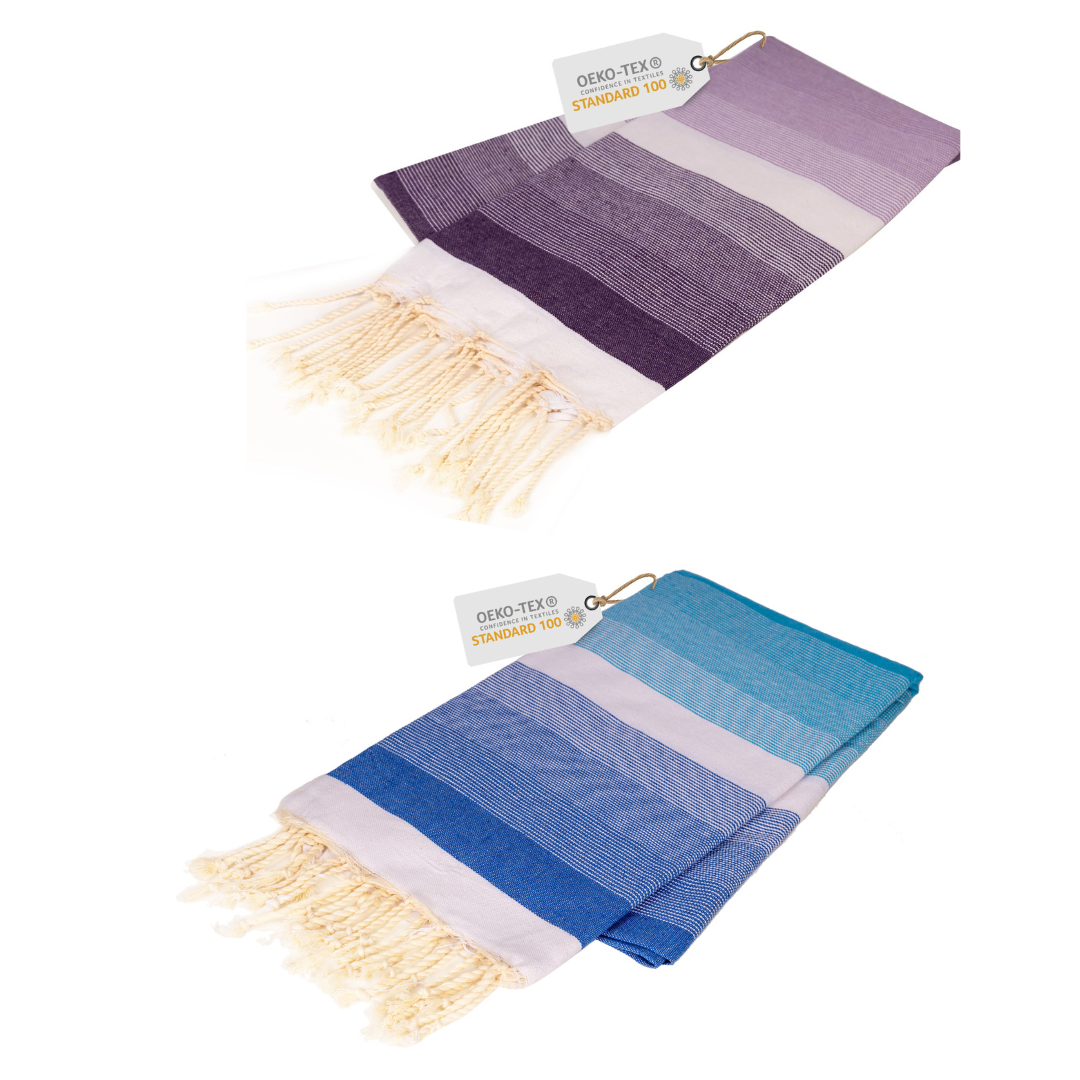 Doppelpack Hamamtuch 100 x 200 cm I lila Verlauf / blau Verlauf