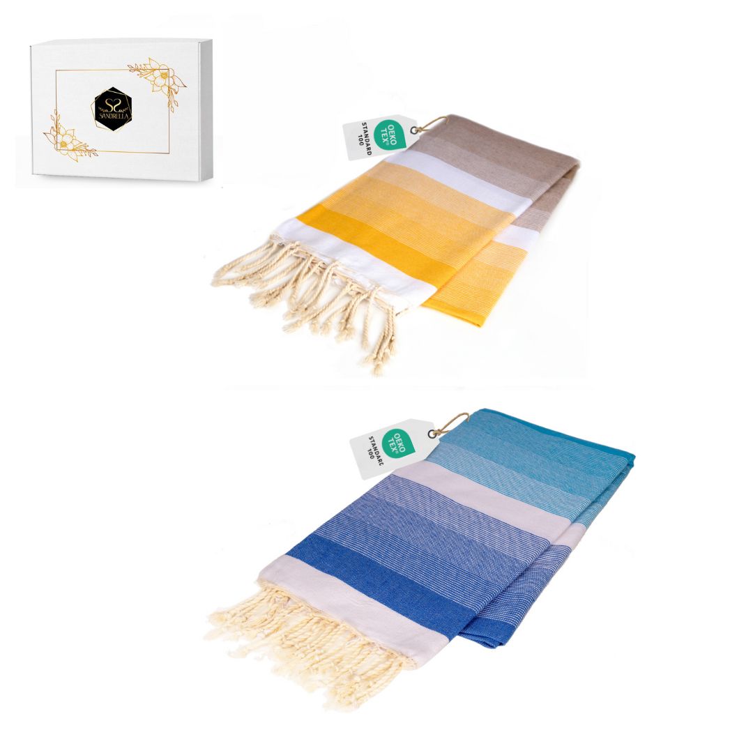 Doppelpack Hamamtuch 100 x 200 cm I gelb Verlauf / blau Verlauf