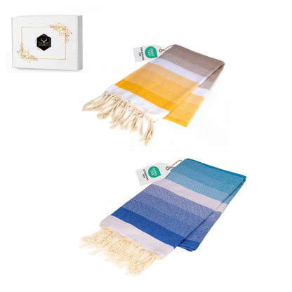 Doppelpack Hamamtuch 100 x 200 cm I gelb Verlauf / blau Verlauf