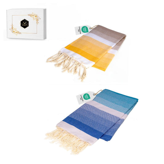 Doppelpack Hamamtuch 100 x 200 cm I gelb Verlauf / blau Verlauf