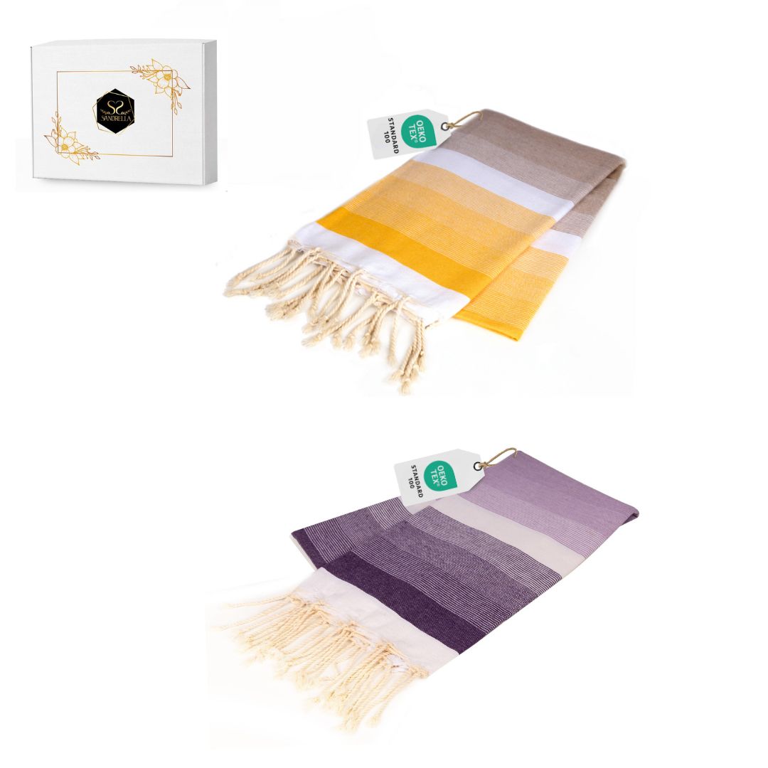 Doppelpack Hamamtuch 100 x 200 cm I gelb Verlauf / lila Verlauf