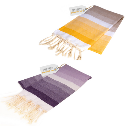 Doppelpack Hamamtuch 90 x 170 cm I lila Verlauf / gelb Verlauf