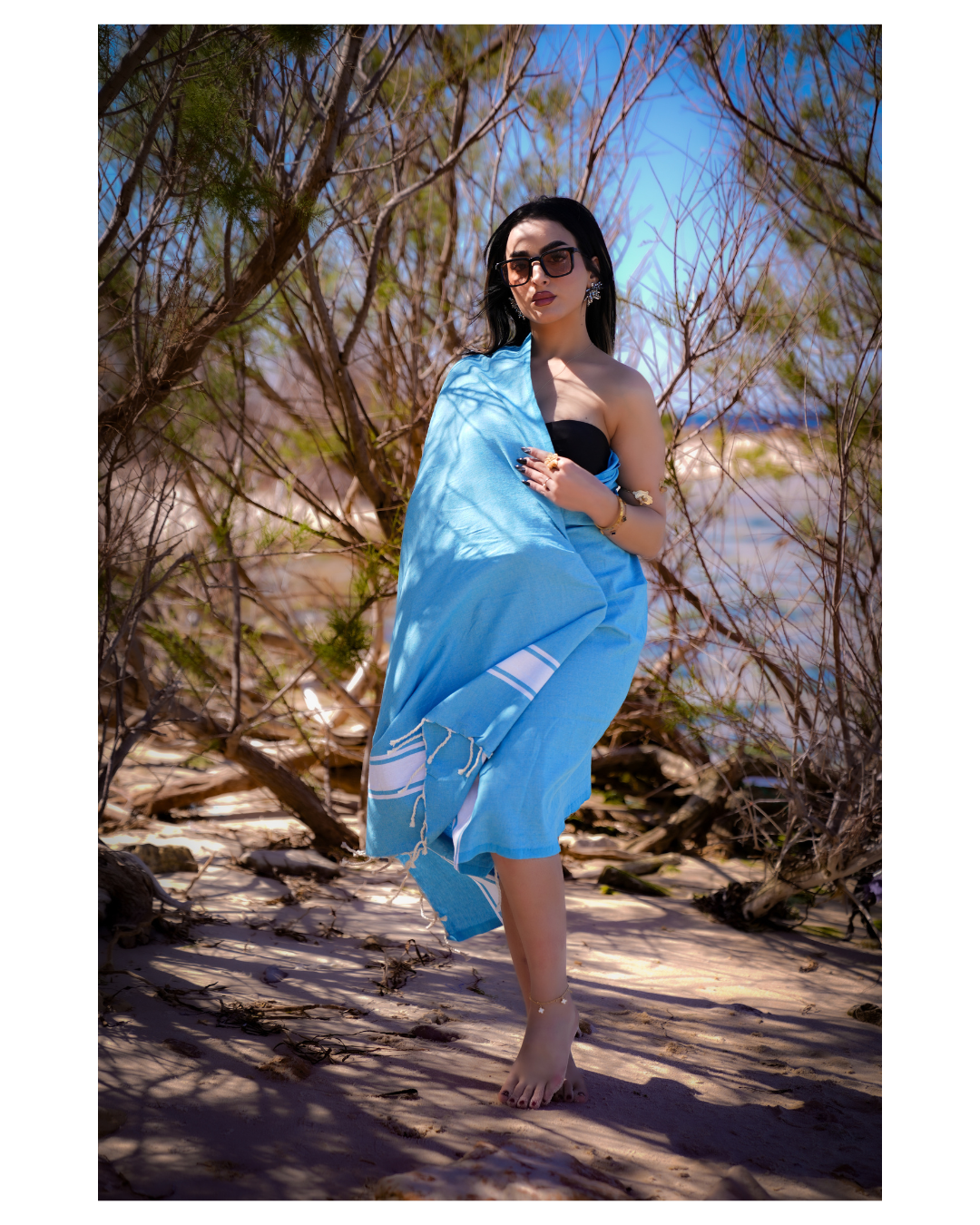 Vorteils-Set - Klarheit Hamamtuch 100 x 200 cm I beige & blau