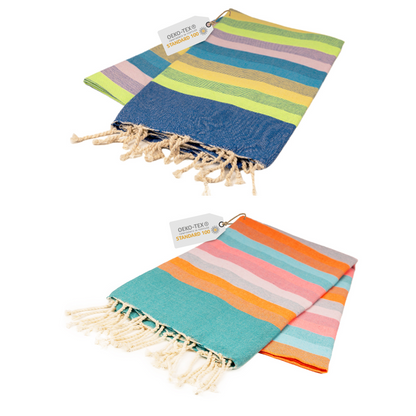 Doppelpack Hamamtuch 100 x 200 cm I dunkelblau gestreift / blau gestreift