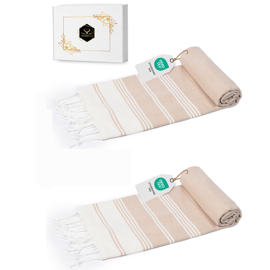 Doppelpack Hamamtuch 100 x 200 cm I 2x beige