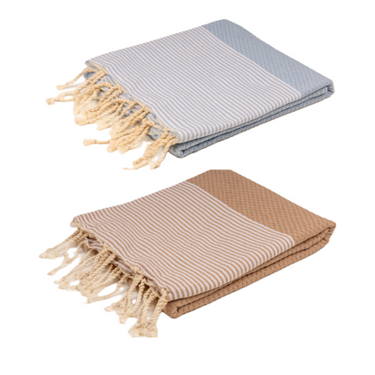 Doppelpack Hamamtuch 90 x 170 cm I hellblau / beige