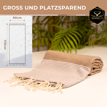 Doppelpack Hamamtuch 90 x 170 cm I beige / lila