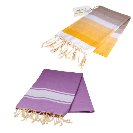 Doppelpack Hamamtuch 90 x 170 cm I lila / gelb Verlauf