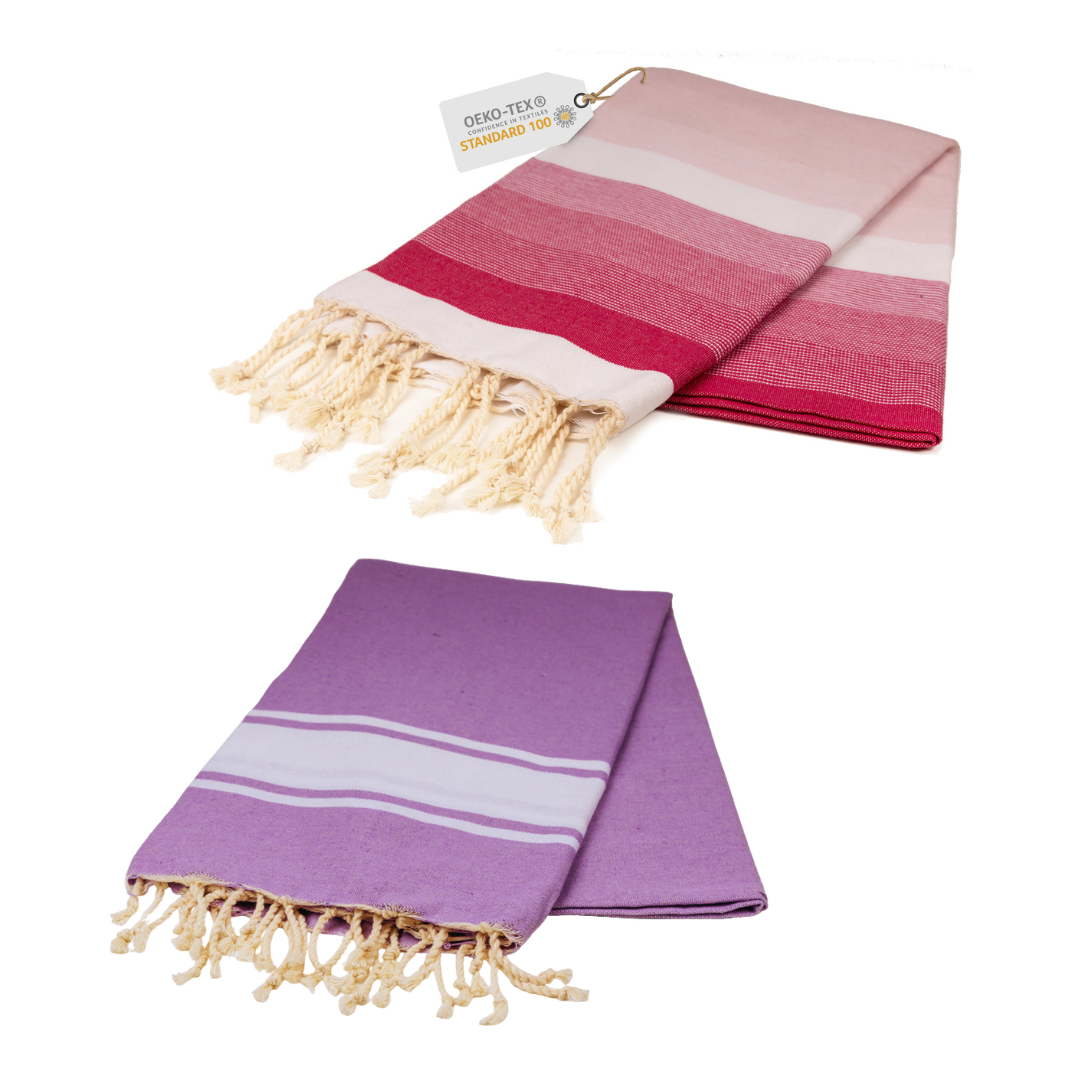 Doppelpack Hamamtuch 90 x 170 cm I lila / rosa Verlauf