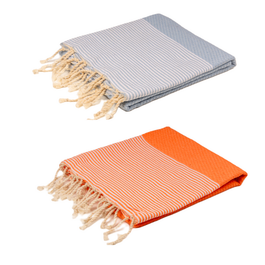 Doppelpack Hamamtuch 90 x 170 cm I orange / blau