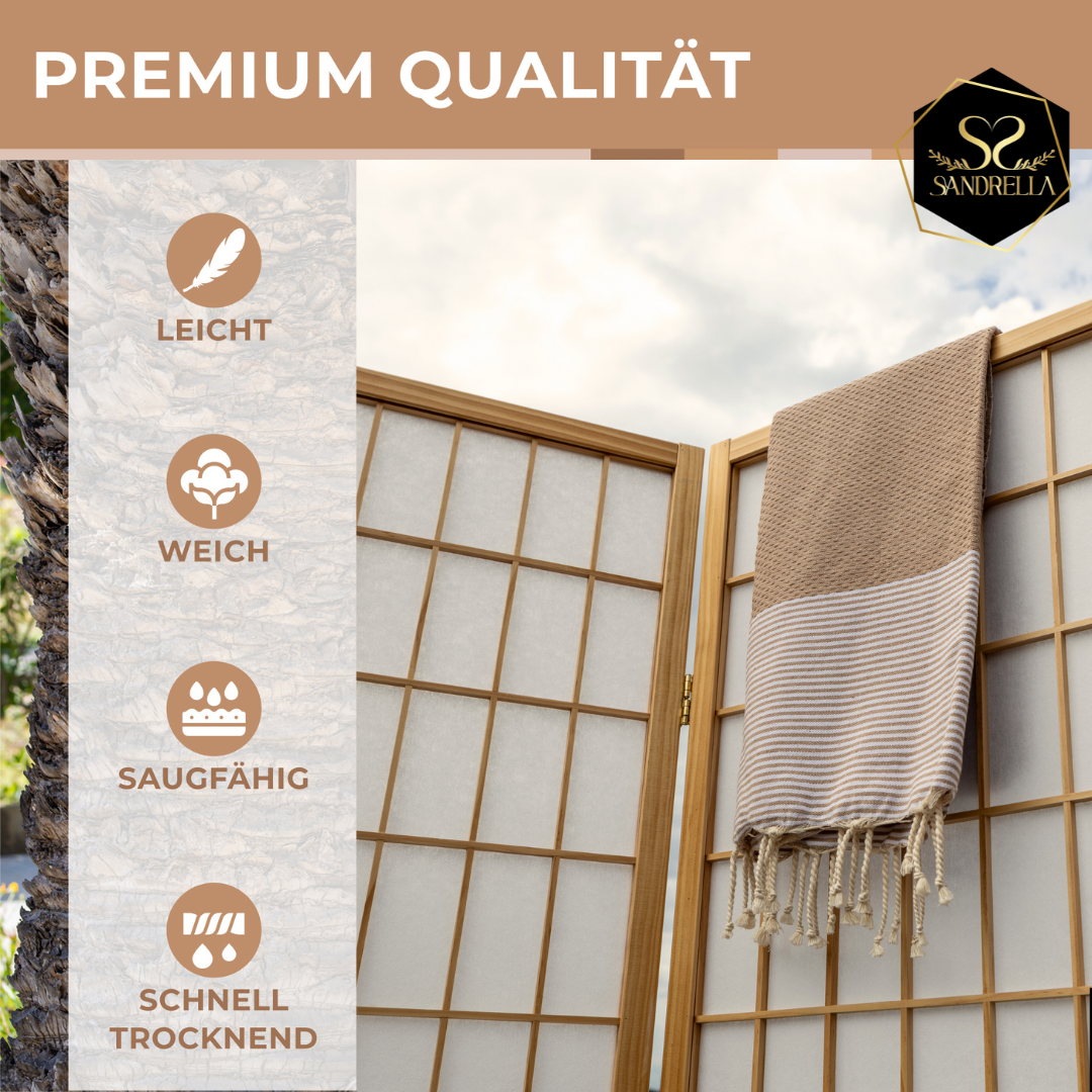 Doppelpack Hamamtuch 90 x 170 cm I orange / beige