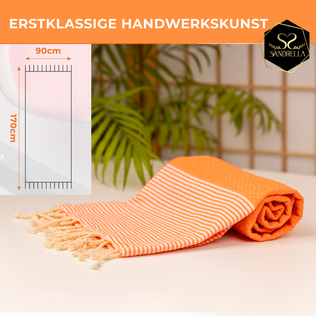 Doppelpack Hamamtuch 90 x 170 cm I orange / blau