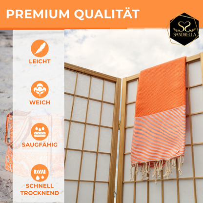 Doppelpack Hamamtuch 90 x 170 cm I orange / blau