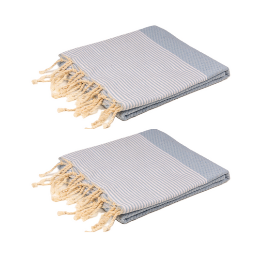 Doppelpack Hamamtuch 90 x 170 cm I hellblau