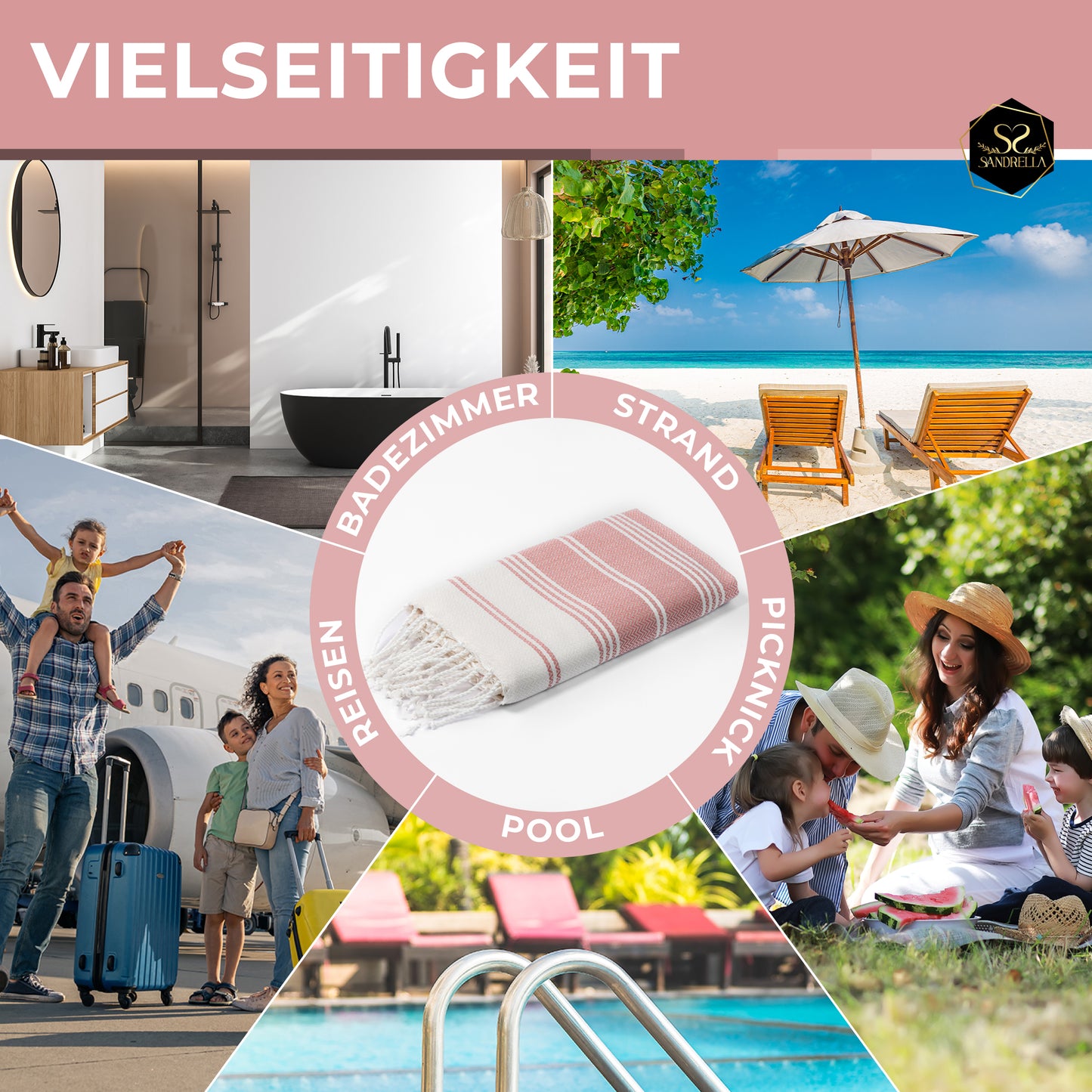 Edelstück Hamamtuch 100 x 200 cm | altrosa