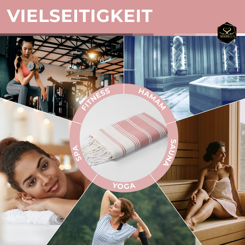 Doppelpack Hamamtuch 100 x 200 cm I 2x altrosa