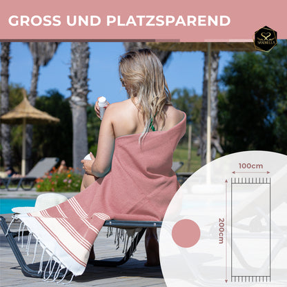 Doppelpack Hamamtuch 100 x 200 cm I rot & altrosa