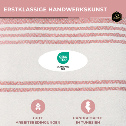 Doppelpack Hamamtuch 100 x 200 cm I dunkelgrau & altrosa