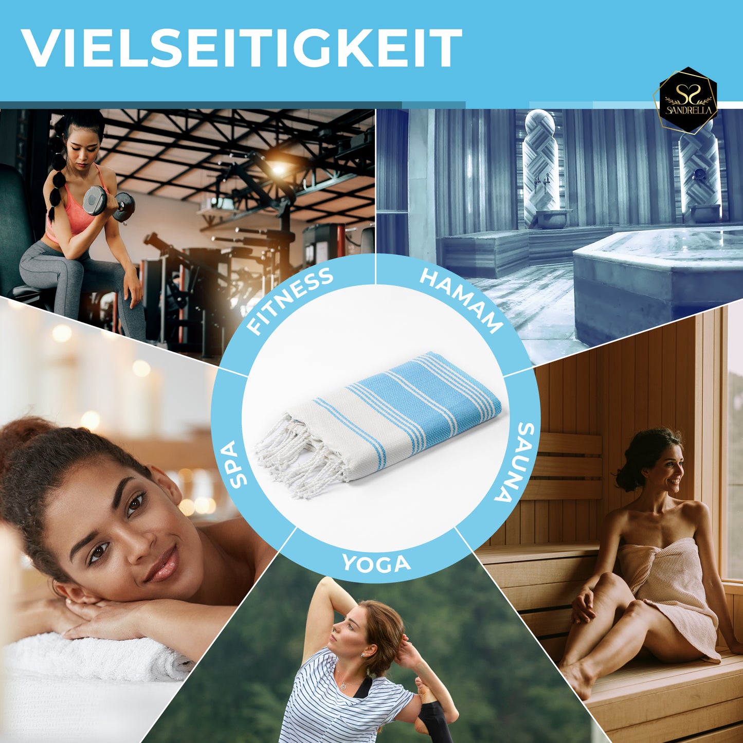 Doppelpack Hamamtuch 100 x 200 cm I blau & rosa