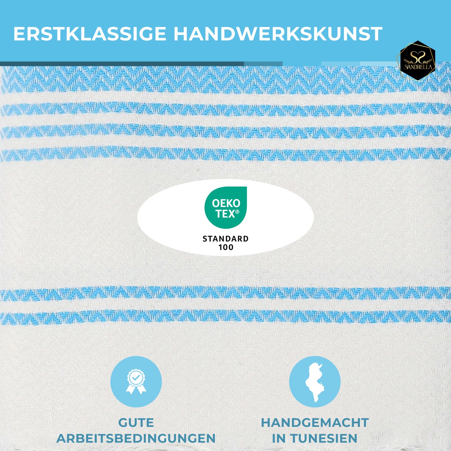 Doppelpack Hamamtuch 100 x 200 cm I beige & blau