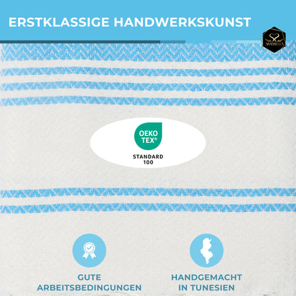 Doppelpack Hamamtuch 100 x 200 cm I beige & blau