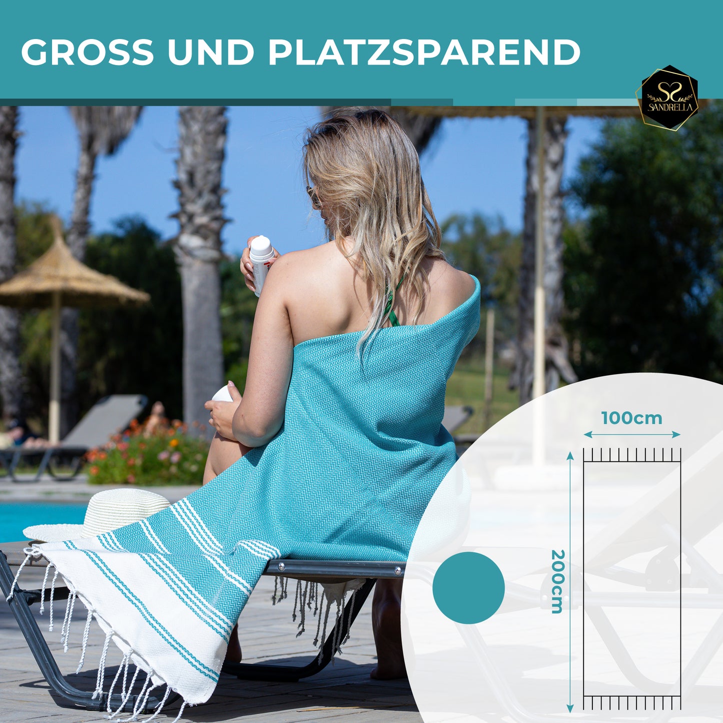 Edelstück Hamamtuch 100 x 200 cm | blau - grün