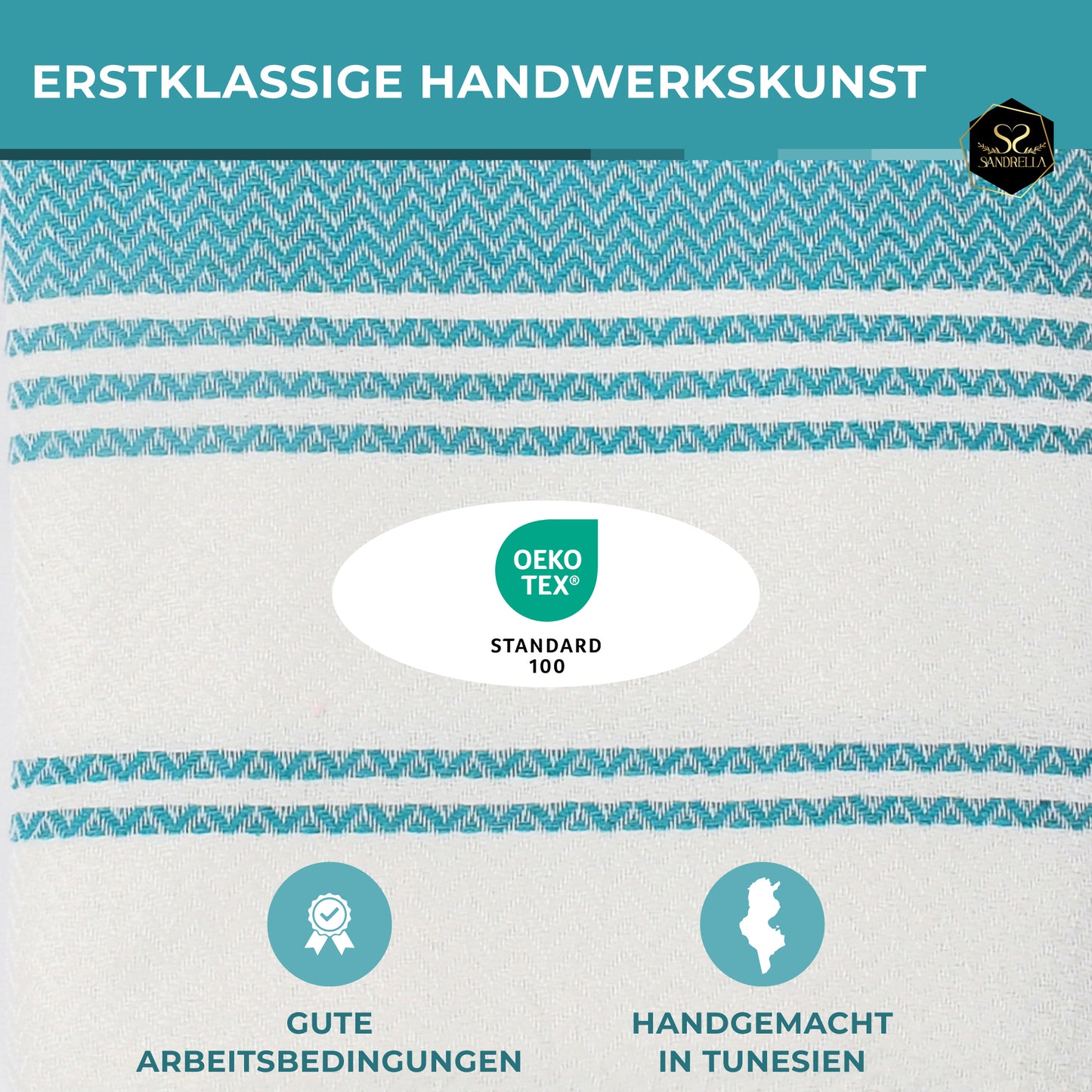 Doppelpack Hamamtuch 100 x 200 cm I blaugrün & grau