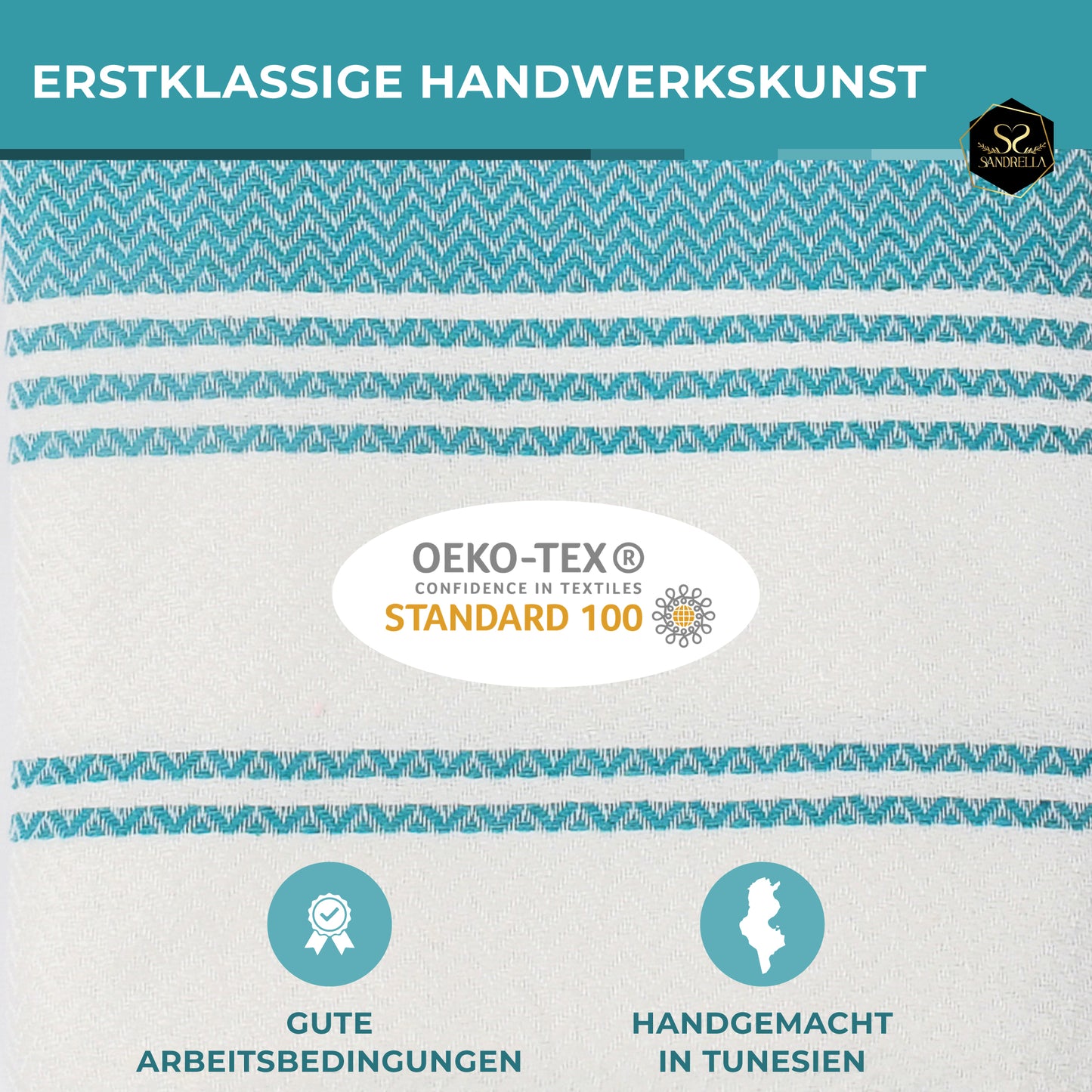 Edelstück Hamamtuch 100 x 200 cm | blau - grün