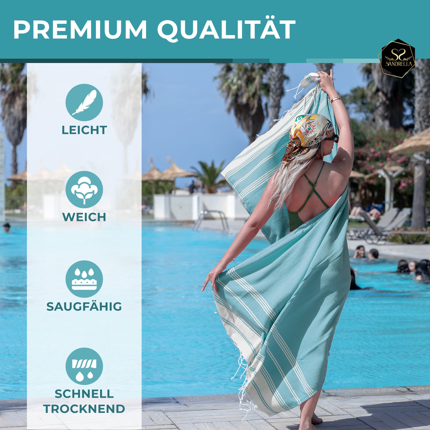 Edelstück Hamamtuch 100 x 200 cm | blau - grün