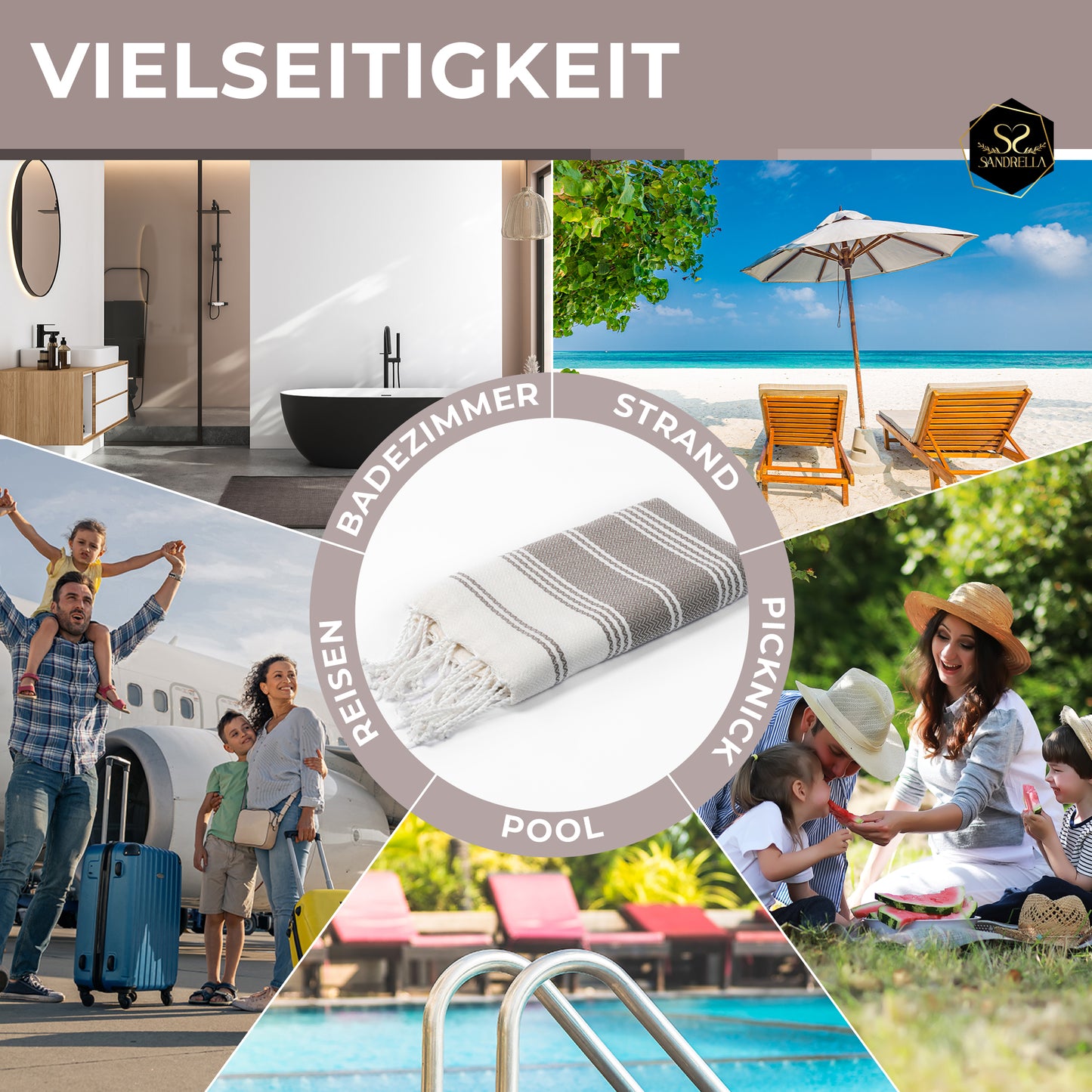 Edelstück Hamamtuch 100 x 200 cm | braun