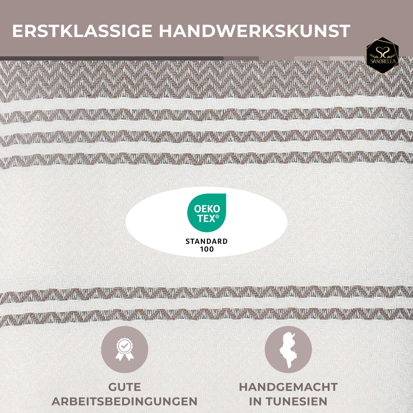 Doppelpack Hamamtuch 100 x 200 cm I beige & braun