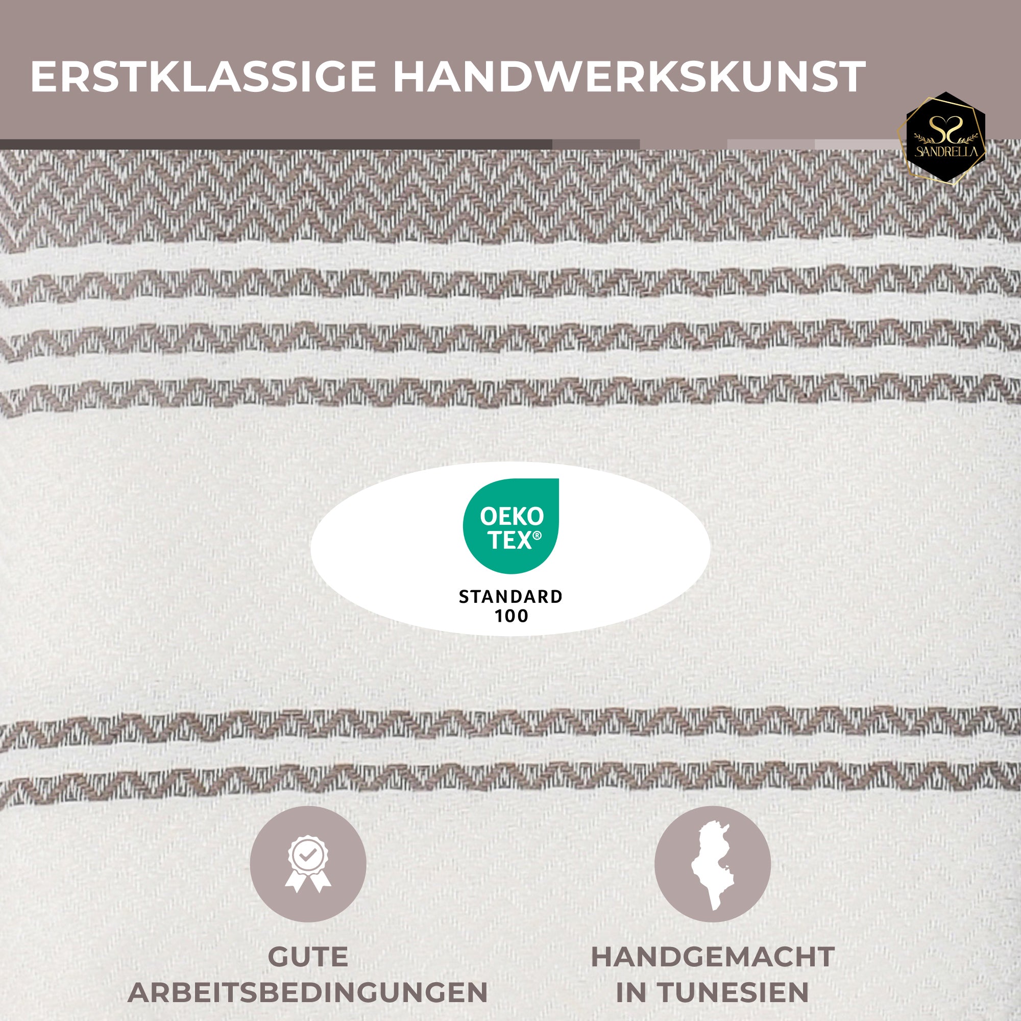 Doppelpack Hamamtuch 100 x 200 cm I beige & braun