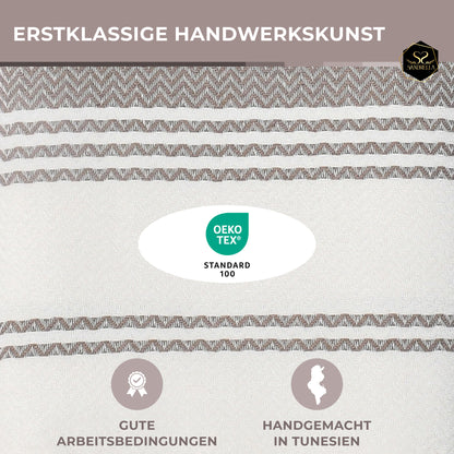 Doppelpack Hamamtuch 100 x 200 cm I beige & braun