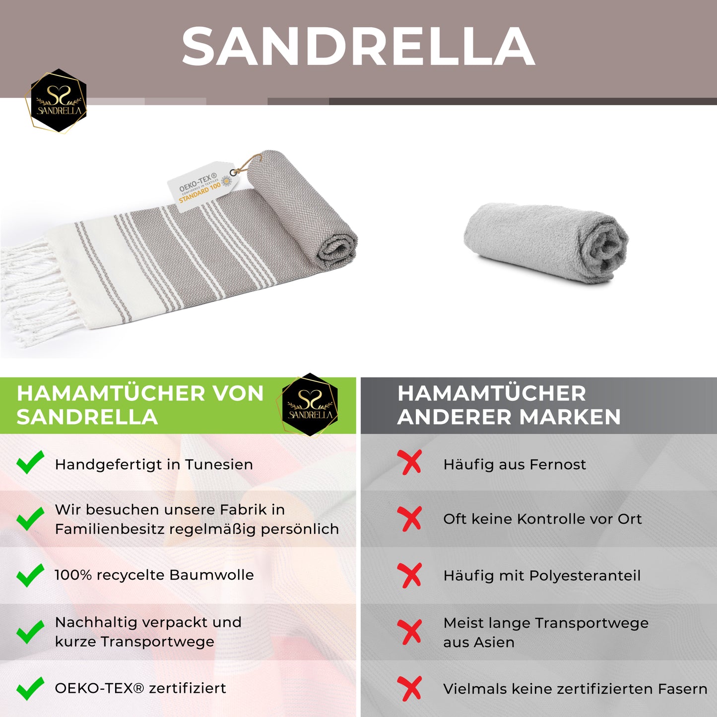 Edelstück Hamamtuch 100 x 200 cm | braun