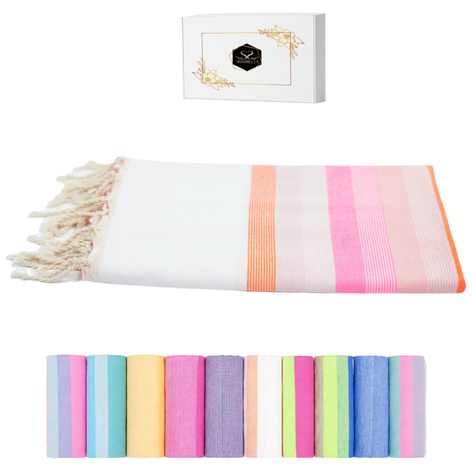 Farbenliebe Hamamtuch 90 x 170 cm I rosa & orange