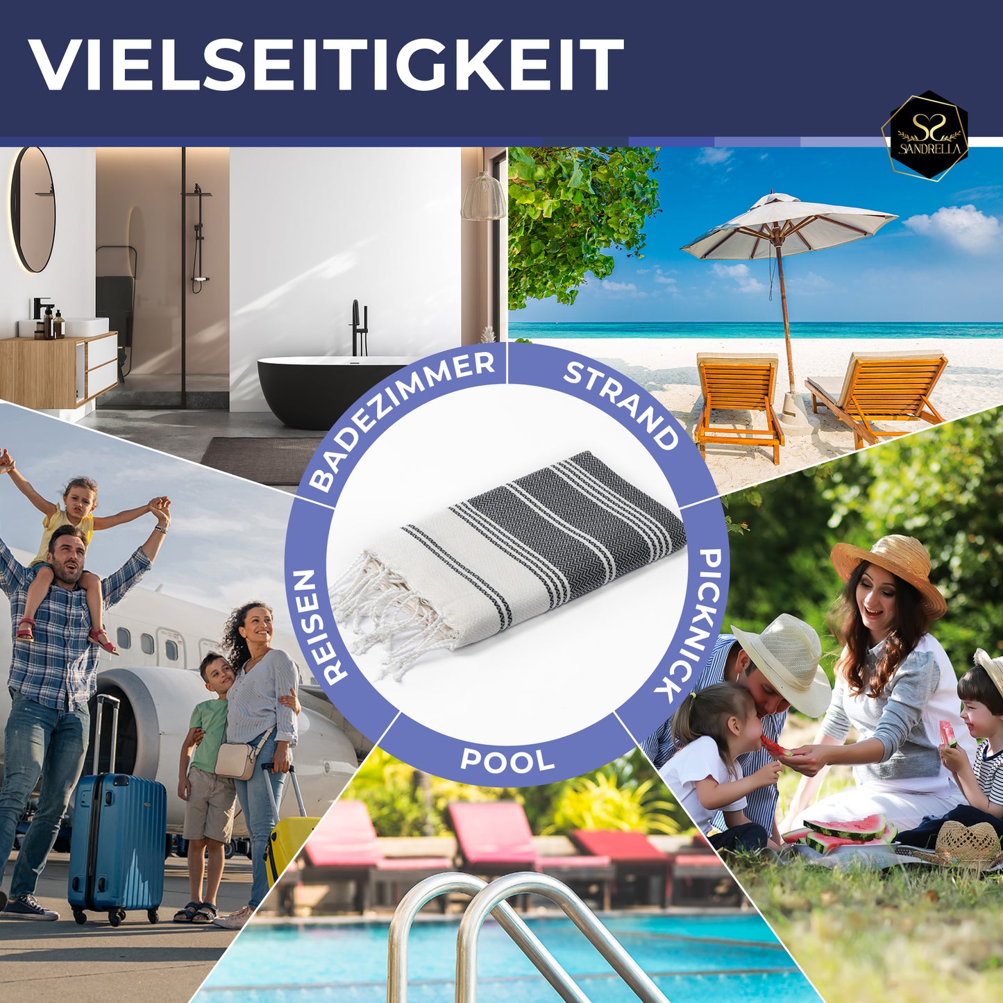 Edelstück Hamamtuch 100 x 200 cm | dunkelblau