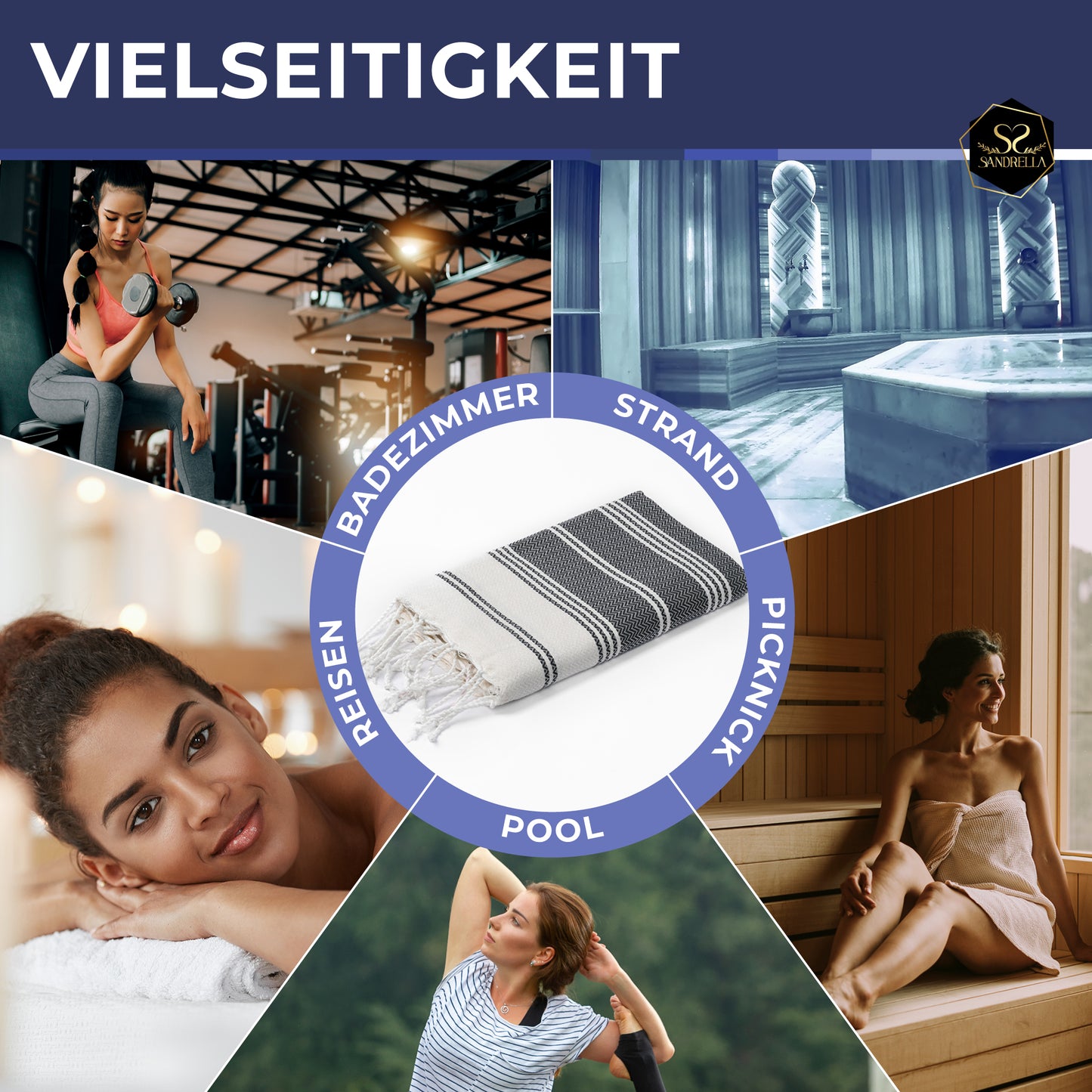 Edelstück Hamamtuch 100 x 200 cm | dunkelblau