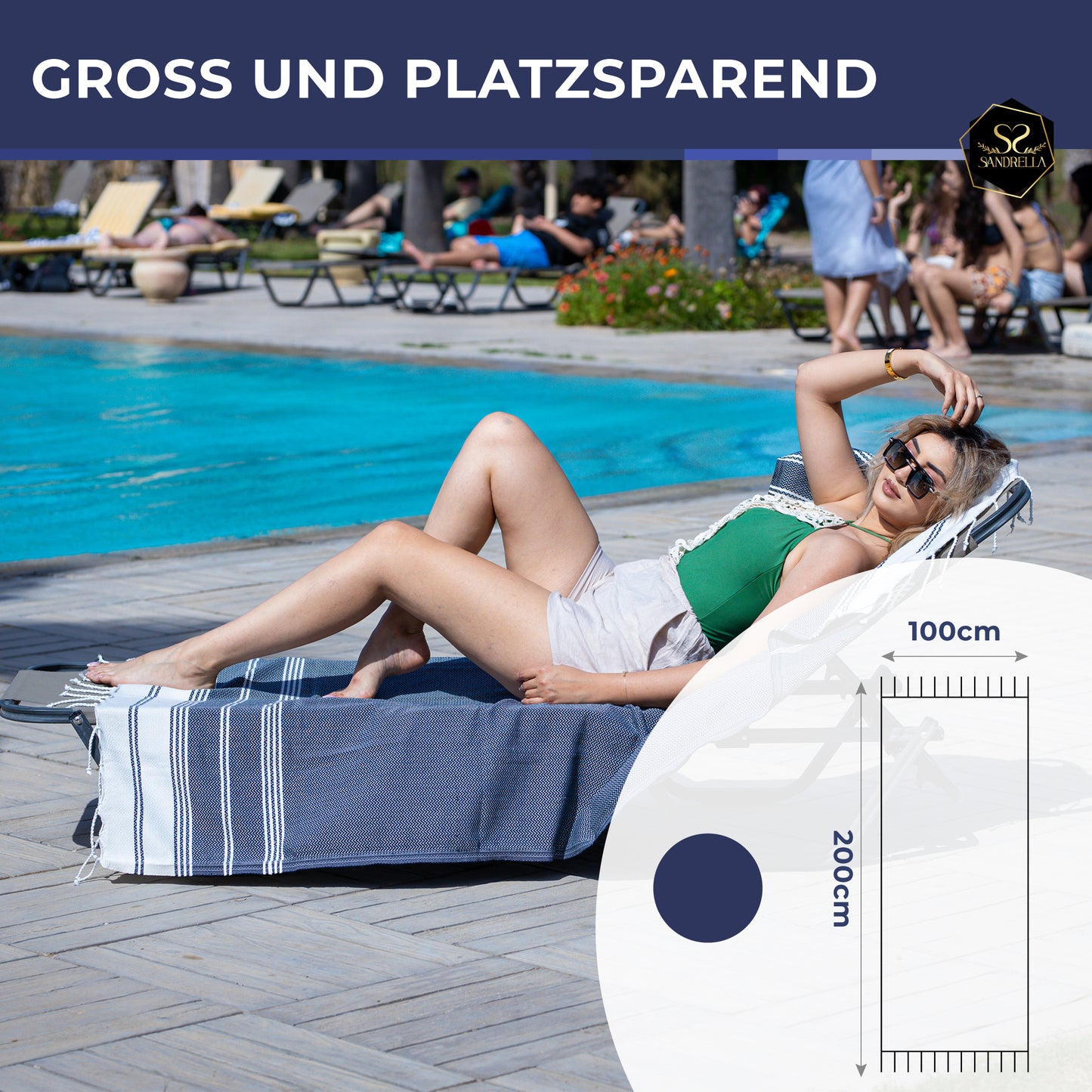 Edelstück Hamamtuch 100 x 200 cm | dunkelblau