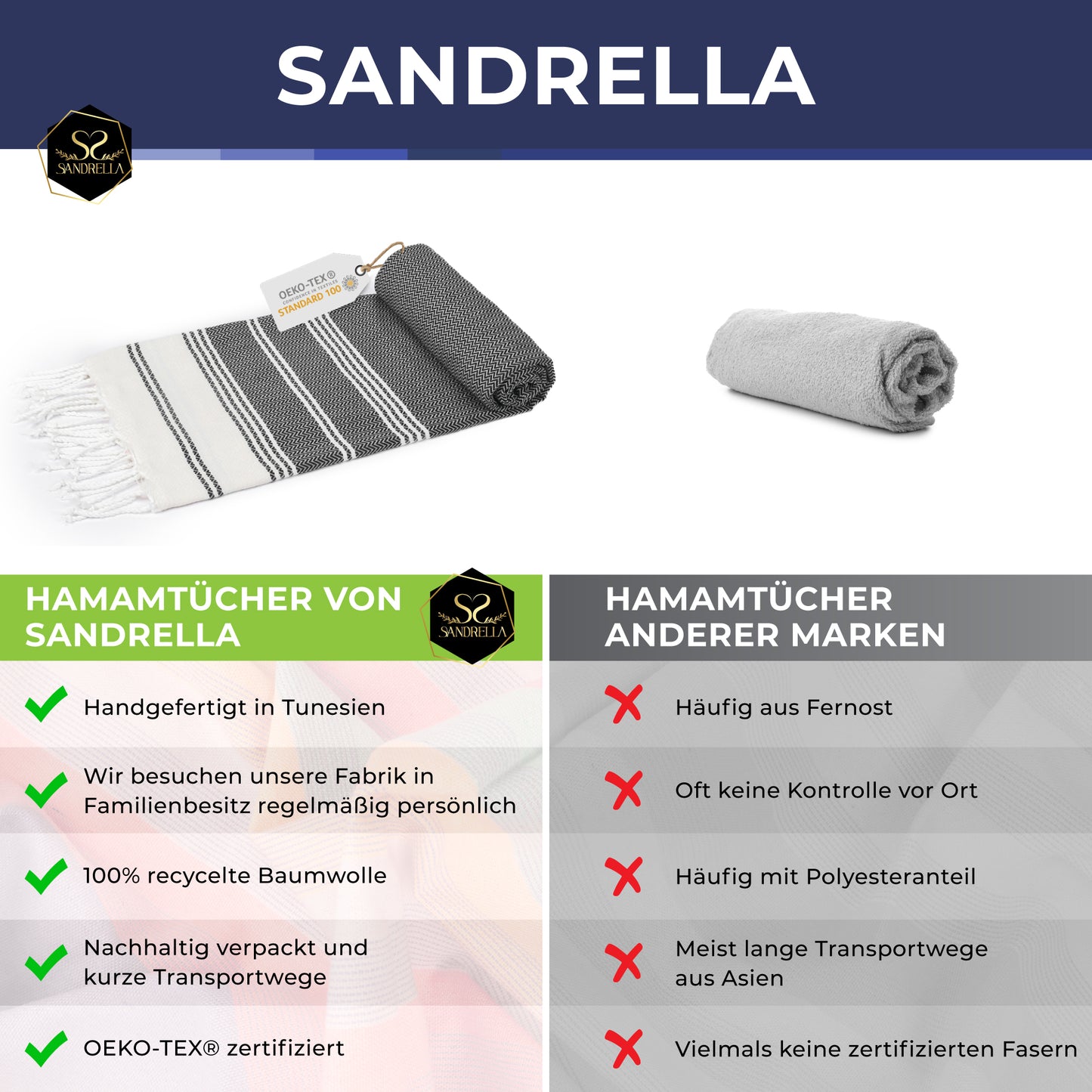 Edelstück Hamamtuch 100 x 200 cm | dunkelblau