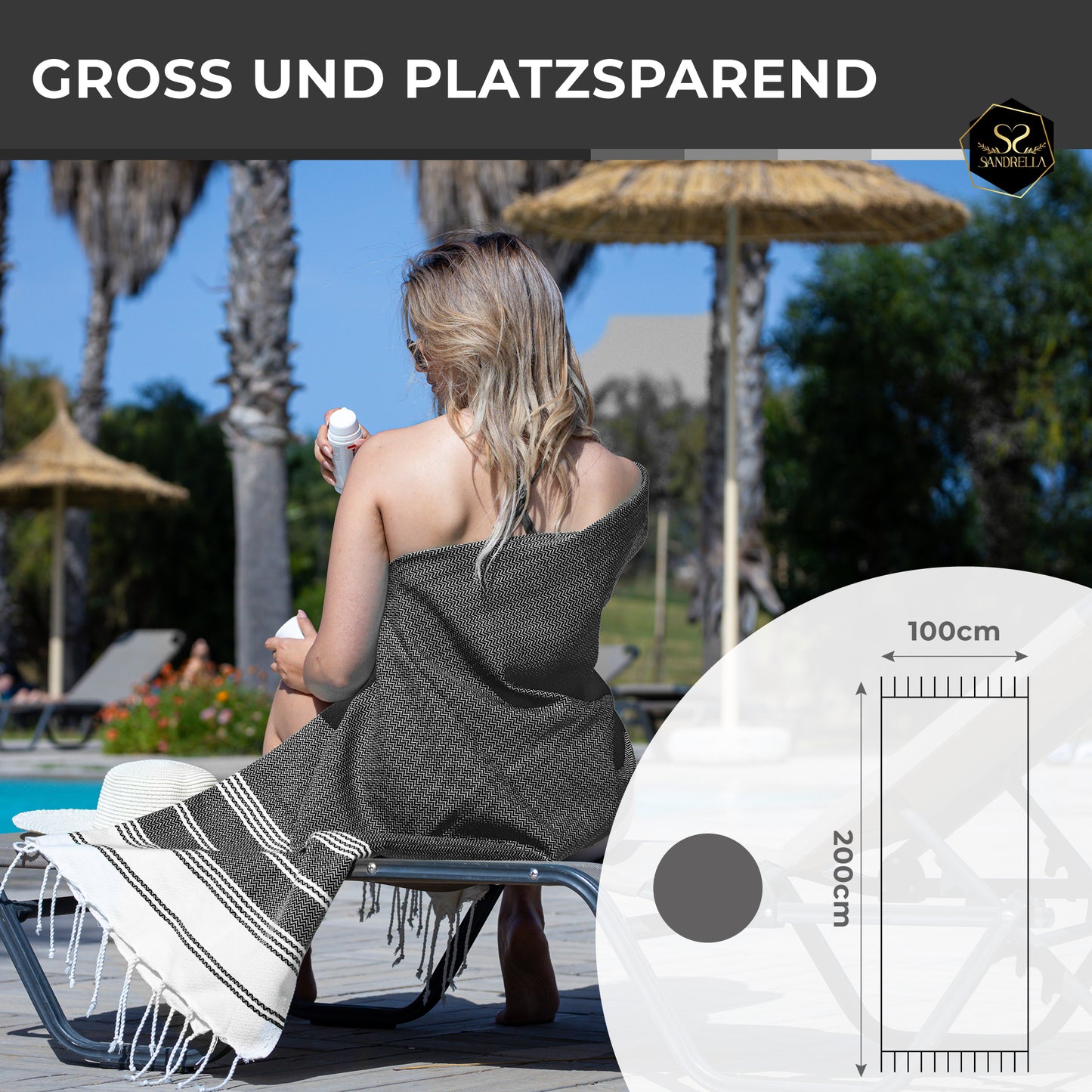 Doppelpack Hamamtuch 100 x 200 cm I gelb & dunkelgrau