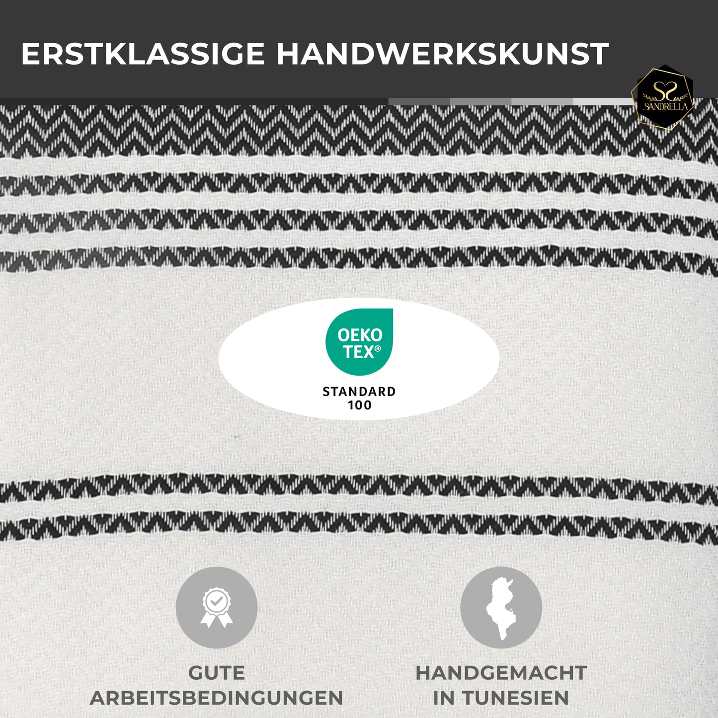 Doppelpack Hamamtuch 100 x 200 cm I beige & dunkelgrau