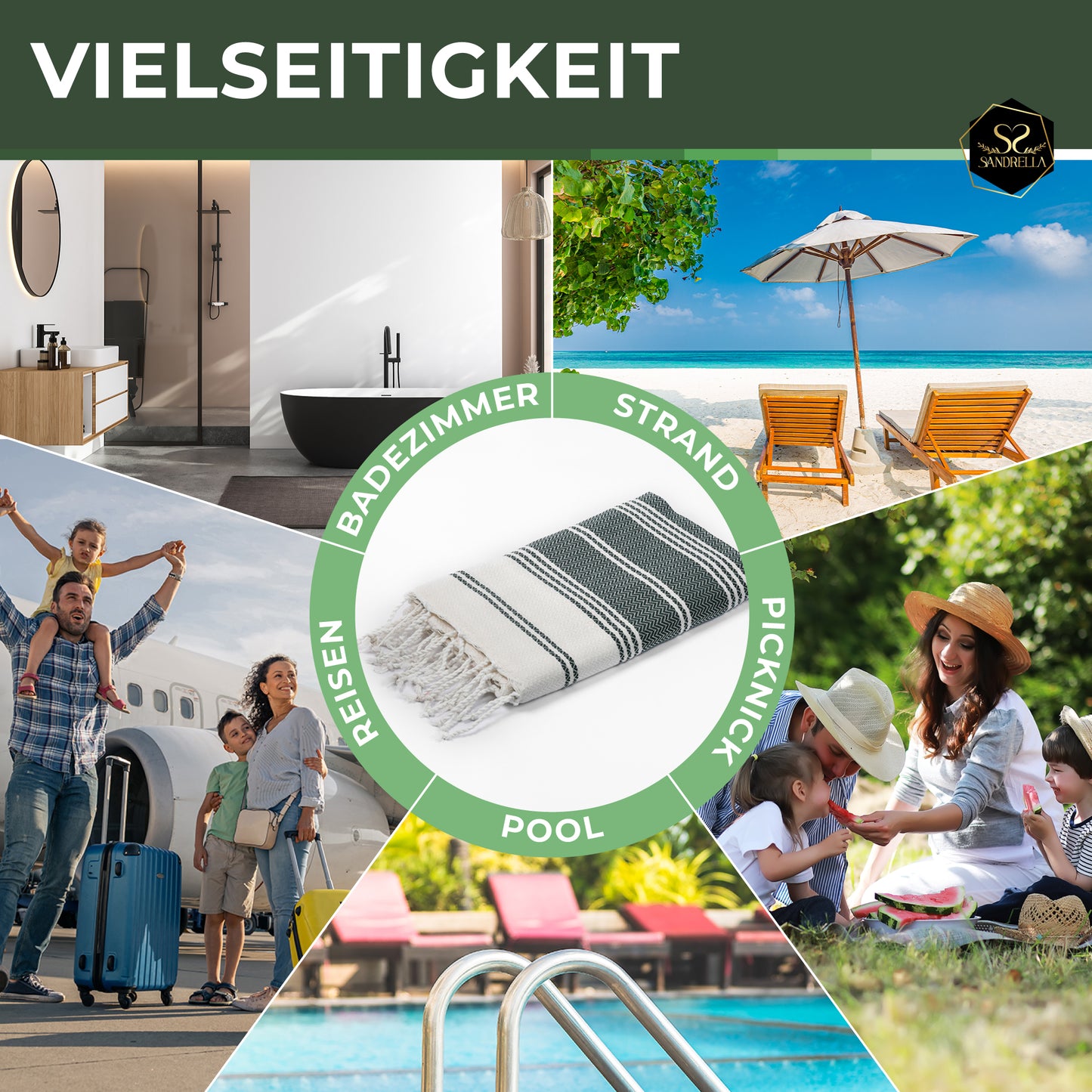 Edelstück Hamamtuch 100 x 200 cm | dunkelgrün