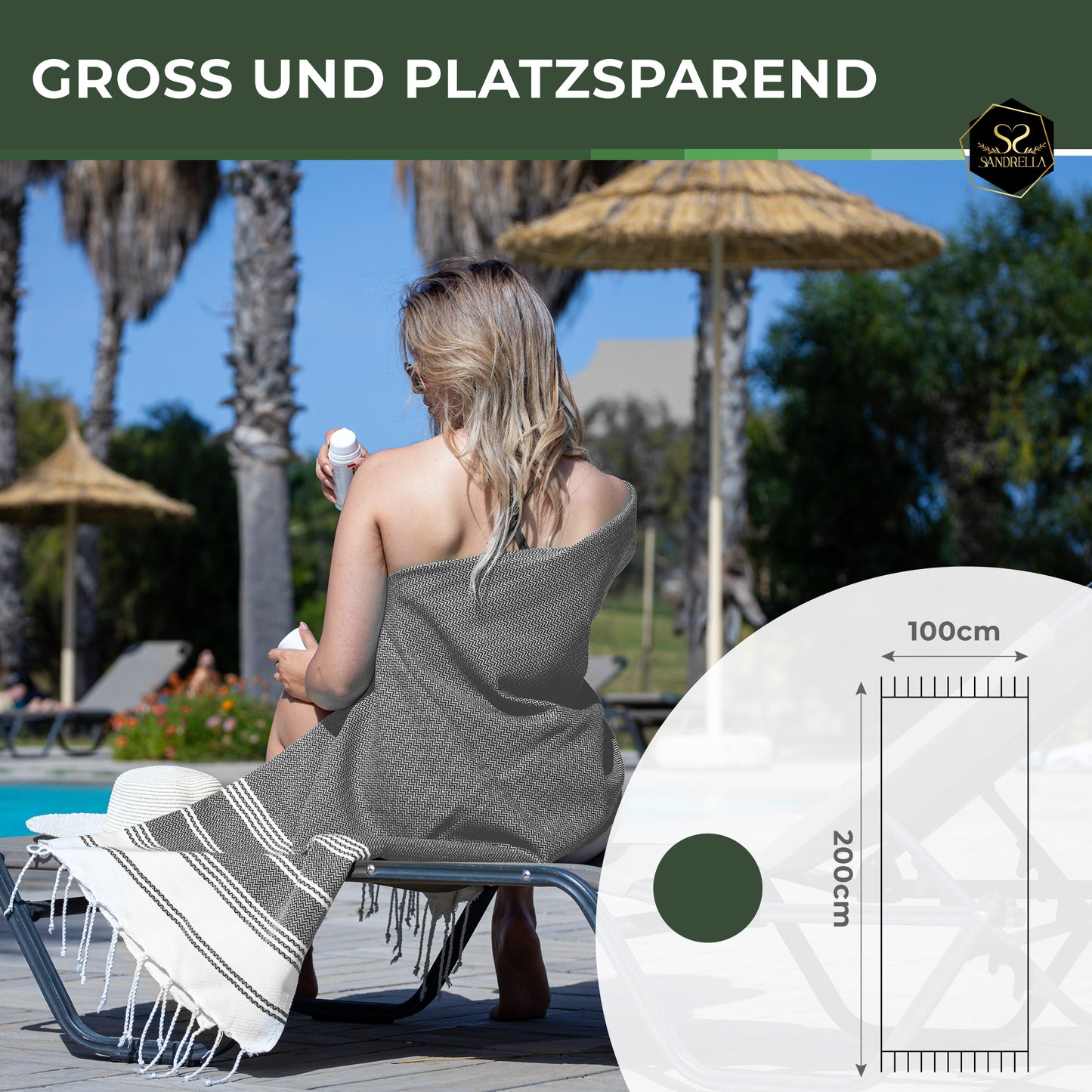 Edelstück Hamamtuch 100 x 200 cm | dunkelgrün